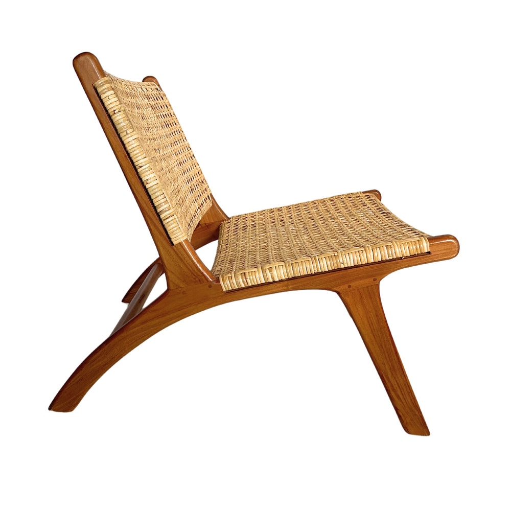 Chaise Lounge Bali en Teck Massif et Cannage