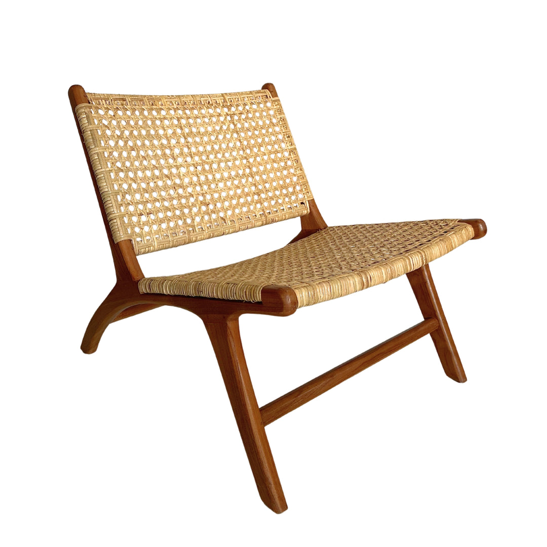 Chaise Lounge Bali en Teck Massif et Cannage