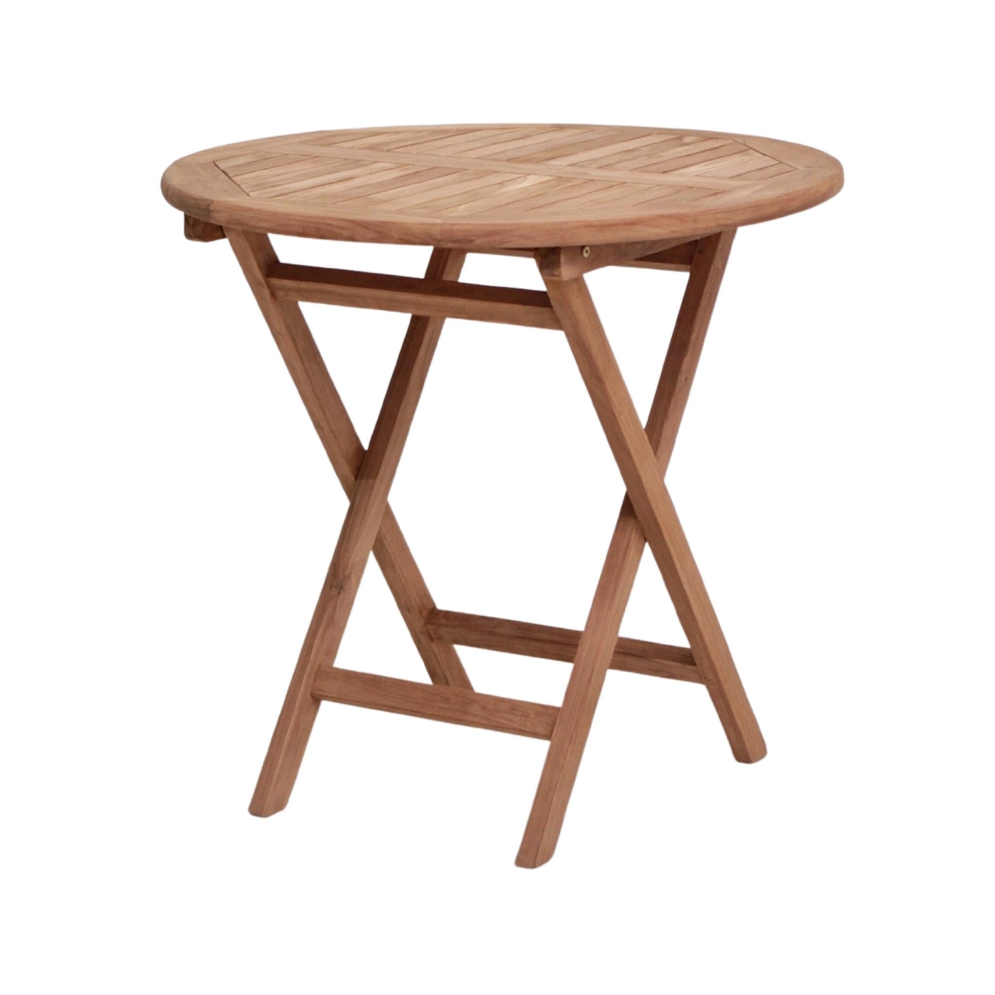 Table Teck Ronde Pliante D80cm - Élégance Pratique en Teck Massif