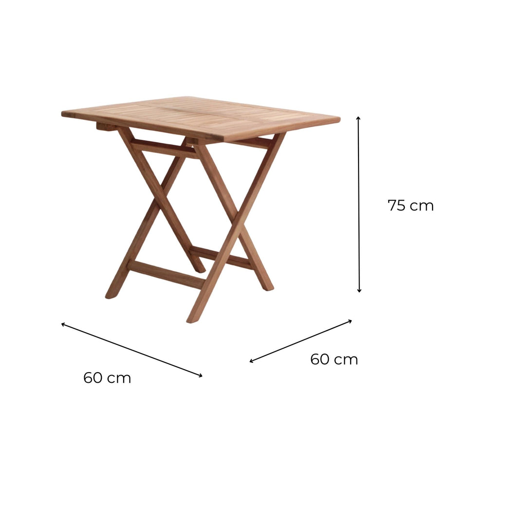 Table Teck carrée pliante 60cm