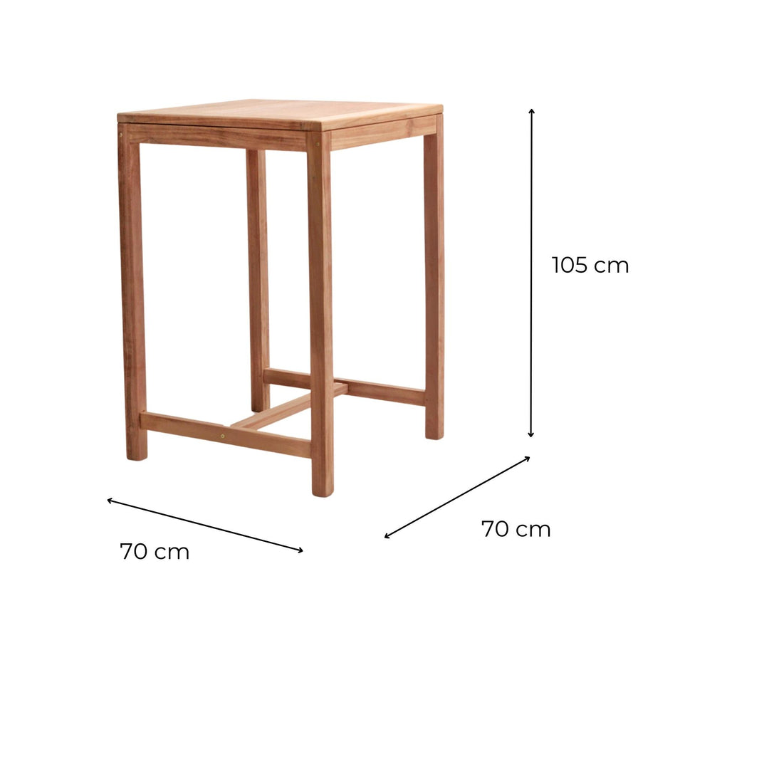 Table bar Carrée Teck 70cm