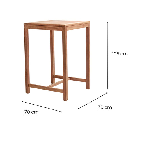 Table bar Carrée Teck 70cm