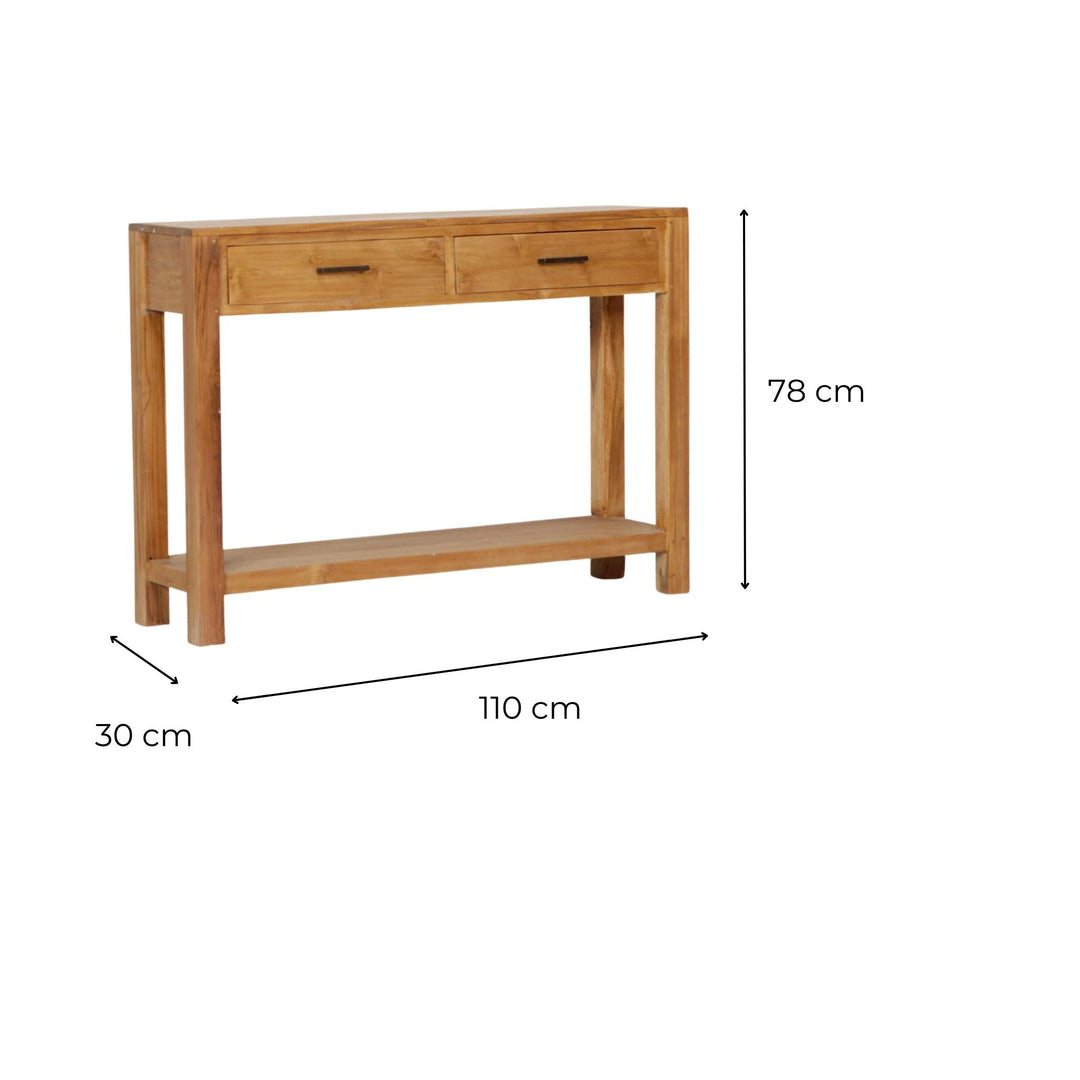 Console 2 tiroirs 110cm Teck Albertó