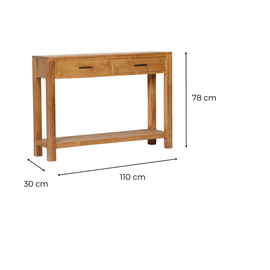 Console 2 tiroirs 110cm Teck Albertó