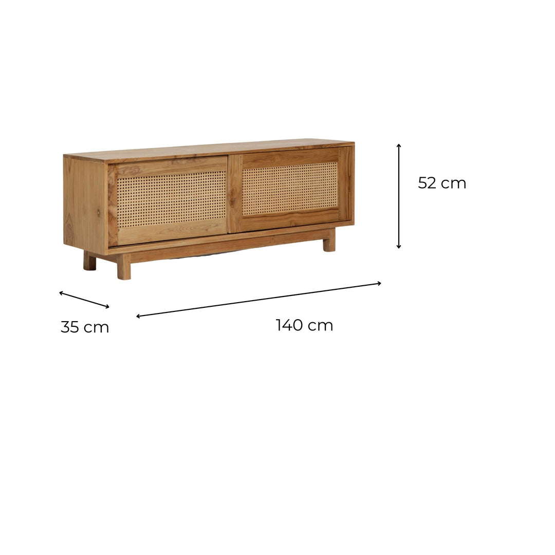 Meuble TV 140cm Cannage et Teck Canagó