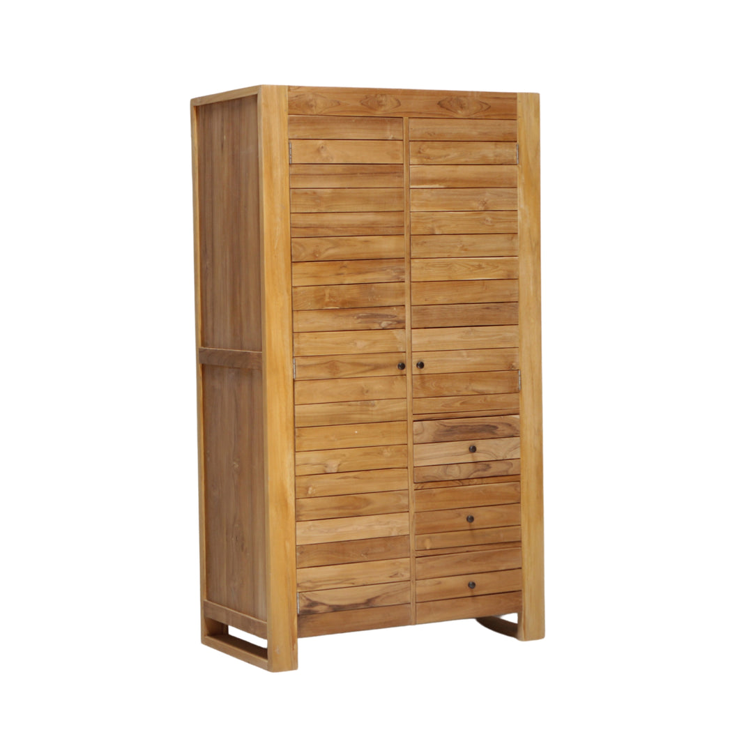 Armoire Teck 180cm Linea - Élégance Fonctionnelle en Teck Massif