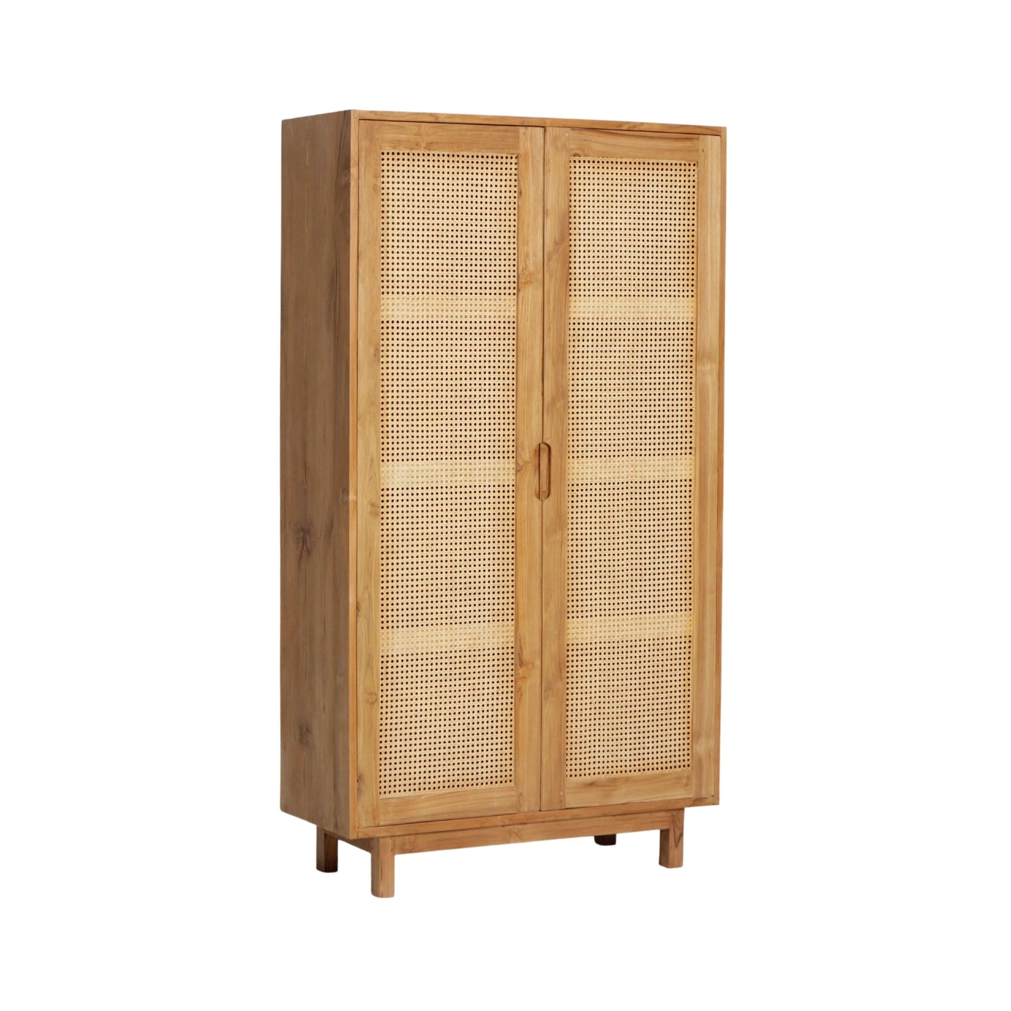 Armoire 180cm Cannage et Teck Canagó - Fusion de Styles