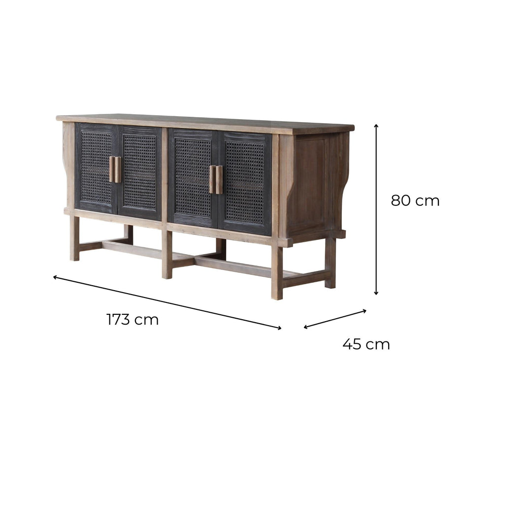 Buffet 170cm Cannage et Pin Tobacco