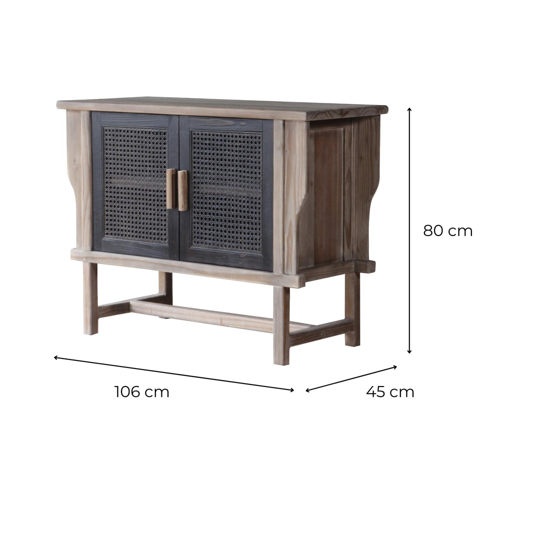 Buffet 100cm Cannage et Pin Tobacco